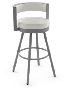 dayglam industrial metal half barrel chair upholstered in white fabric seat and back for restaurants and bar dining
