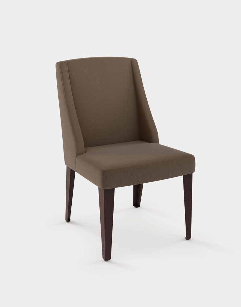 logan upholstered brown fabric restaurant chair with brown metal leg frame
