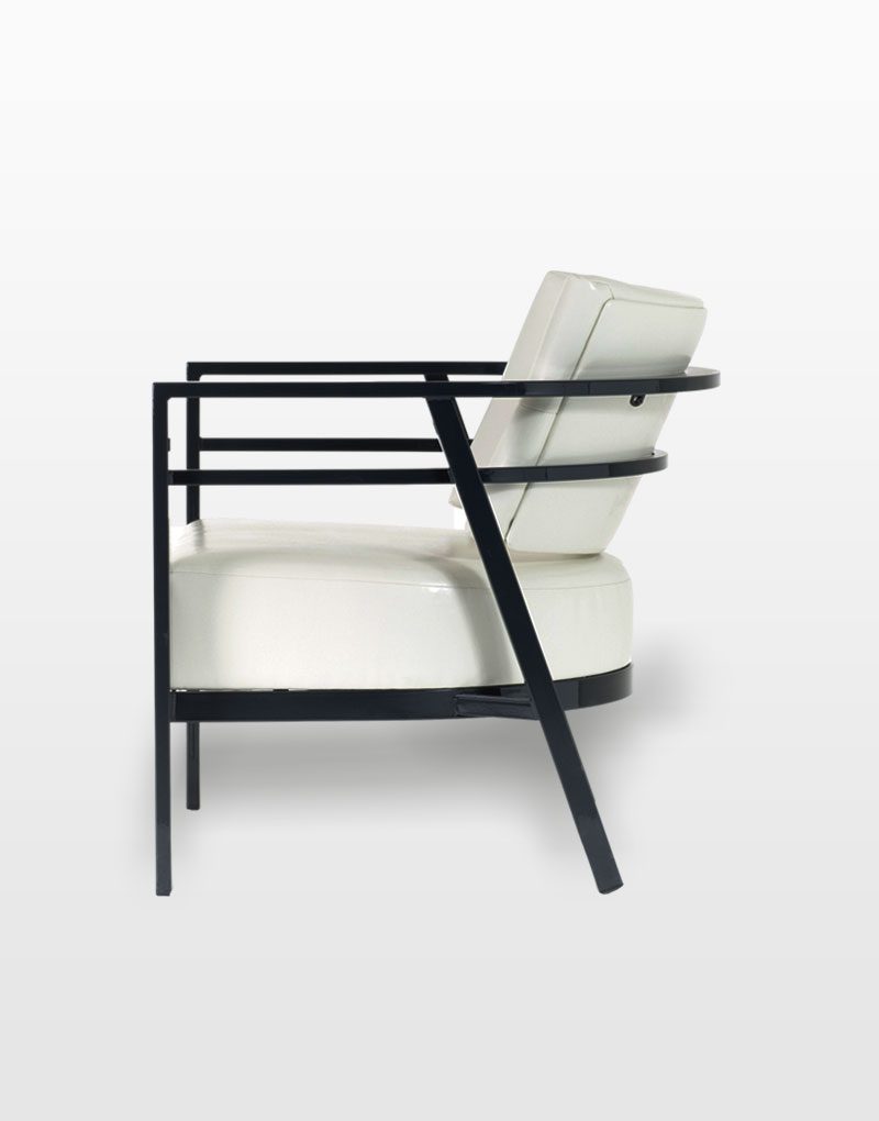 Modern Contemporary Maverick Upholstered White Lounge Chair with black metal frame for restaurant businesses