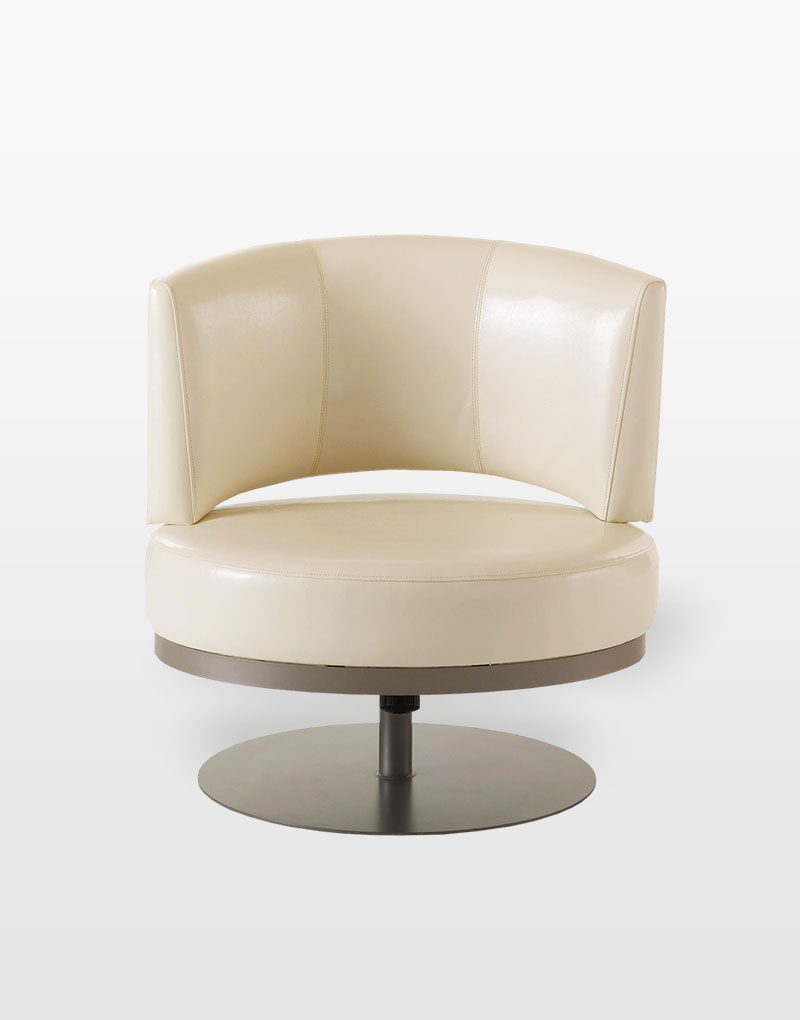 upholstered white russel lounge-chair for restaurant and bar businesses with industrial fame