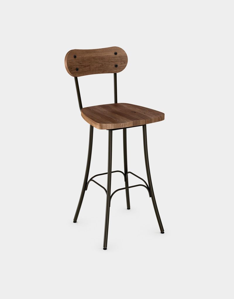 Arden Branch Bean Industrial Barstool with Wooden Seat and wood Back for restaurants bars and commercial businesses