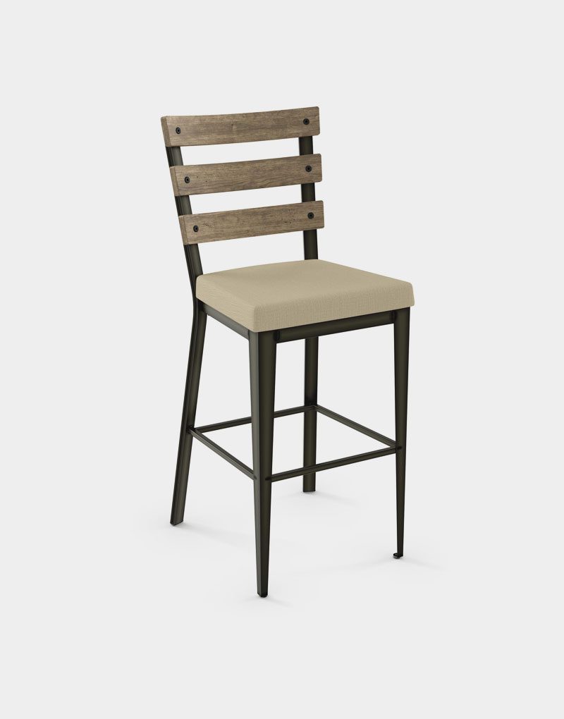 Arden Branch Dayton Industrial Stool with a cream upholstered seat and black metal frame for restaurants for sale Arden Branch Dayton Industrial Stool with a cream upholstered seat and black metal frame for restaurants for sale