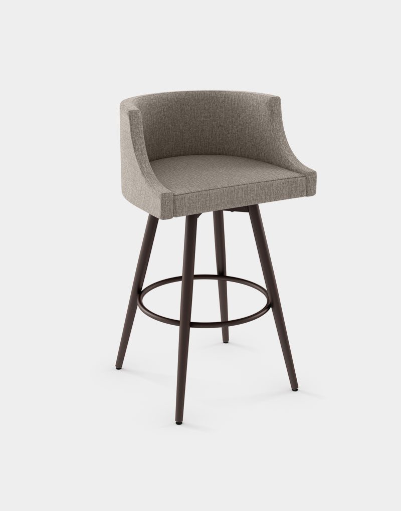 Ronald Transitional Upholstered Stool Barrel Style Chair with Metal Legs for Restaurant Dining