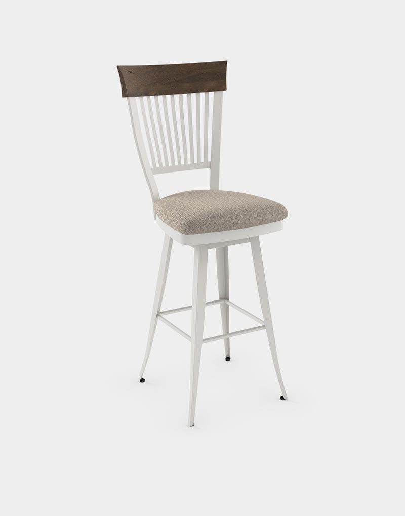 Arden Branch Scarlett Transitional Industrial Stool with a White Industrial Metal Frame a White Cushion for Restaurant elevated counter seating