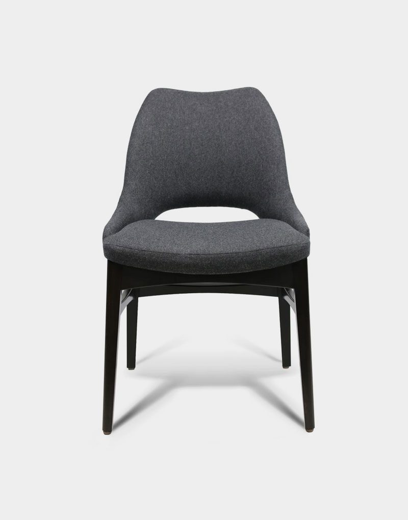Harlee wood restaurant and bar chairs grey upholstered seat and back