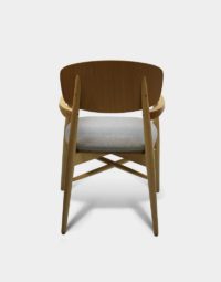 back harlow armchair wooden resturant modern chair with gray upholstered seating