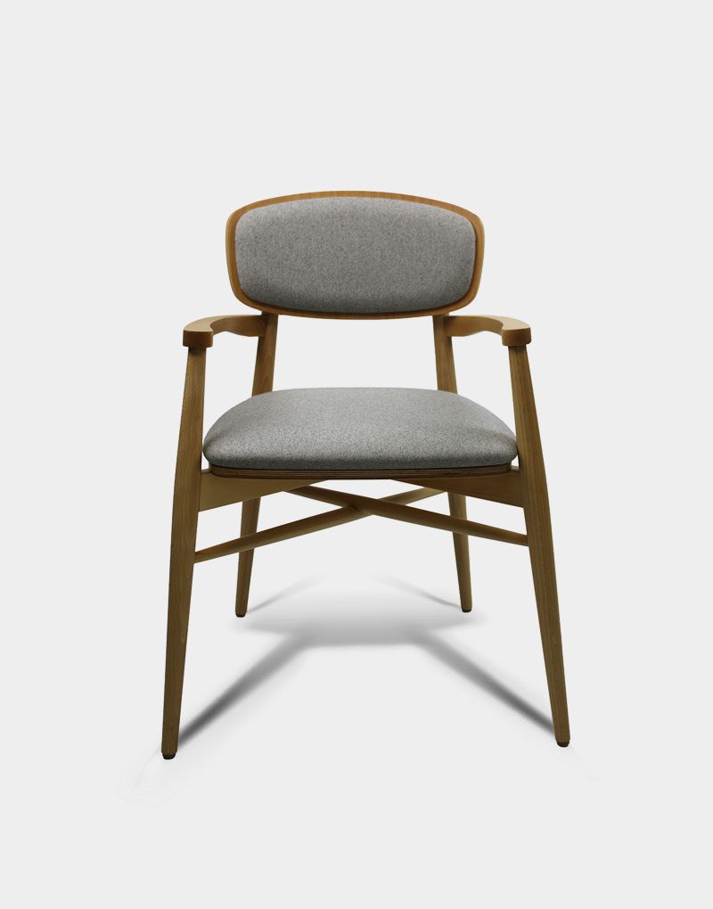 harlow armchair front wooden resturant chair with gray upholstered seat modern style seating